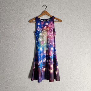 BlackMilk Christmas Lights holiday A-line Shift Dress stretch sleeveless sz XS